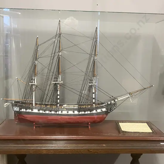 U.S.S. Constitution "Old Ironsides" Wooden Model In Glass Display Case Measuring 66 x 95 x 31cm