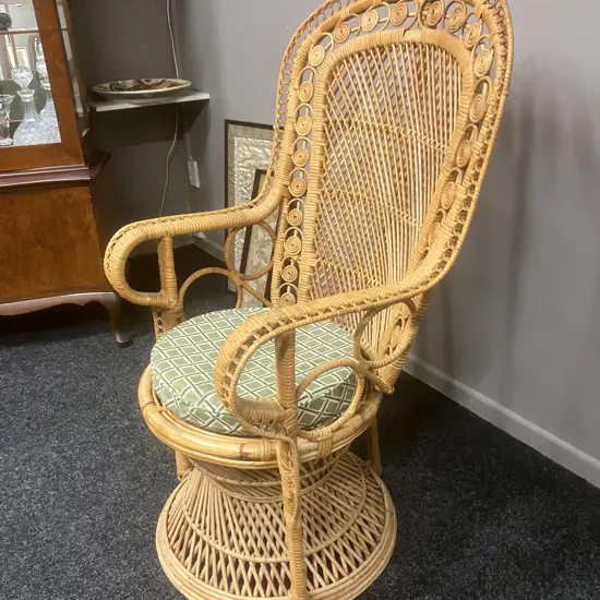 Vintage Wicker & Cane Peacock Chair