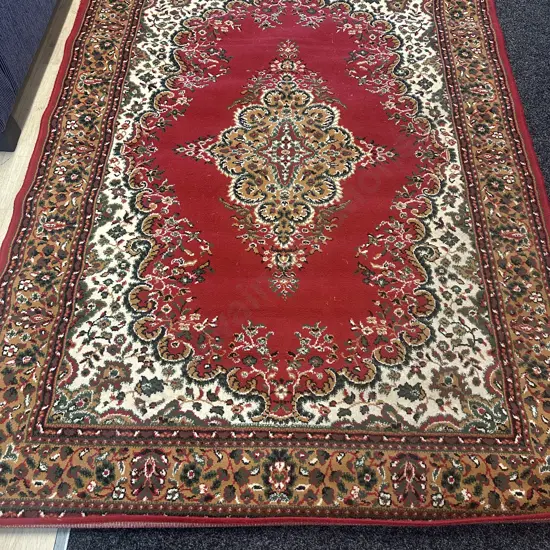 Vintage Floor Rug Red/Green/Cream Tones 225x161cm.