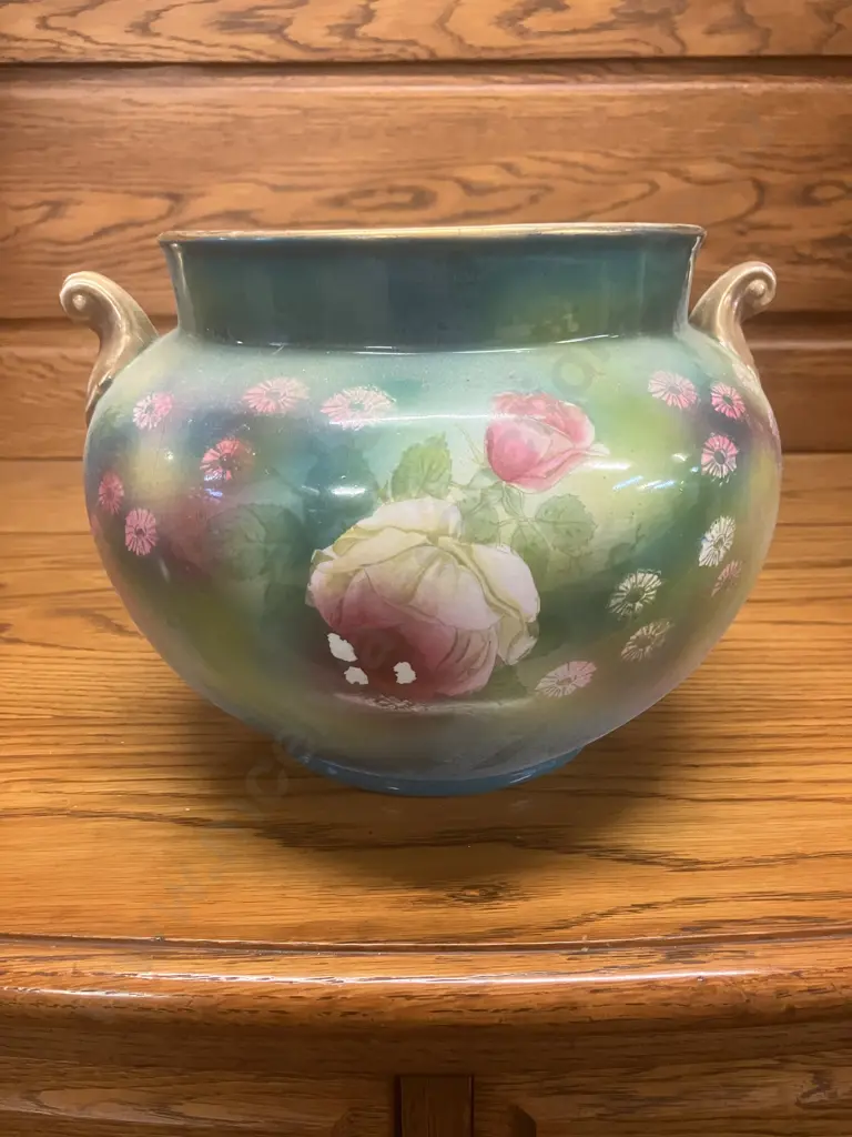 Antique Allertons England Floral Transferware Jardiniere. c1903-1912. 19 x 27cm Image 1++