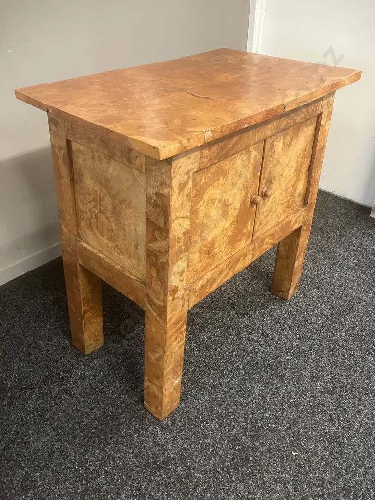 Burr Walnut 2 Door Accent Cabinet - Solid Burr Top. H77 W71 D48cm Image 1++