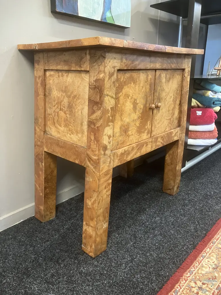 Burr Walnut 2 Door Accent Cabinet - Solid Burr Top. H77 W71 D48cm Image 1++