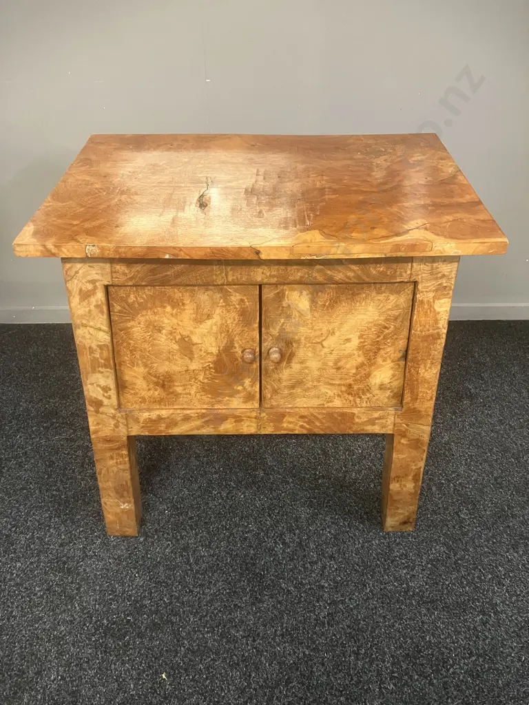 Burr Walnut 2 Door Accent Cabinet - Solid Burr Top. H77 W71 D48cm Image 1++