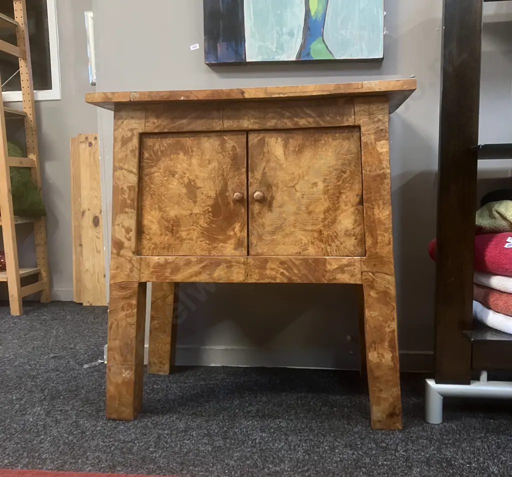 Burr Walnut 2 Door Accent Cabinet - Solid Burr Top. H77 W71 D48cm Image 1++