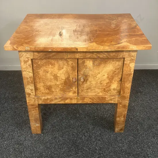 Burr Walnut 2 Door Accent Cabinet - Solid Burr Top. H77 W71 D48cm