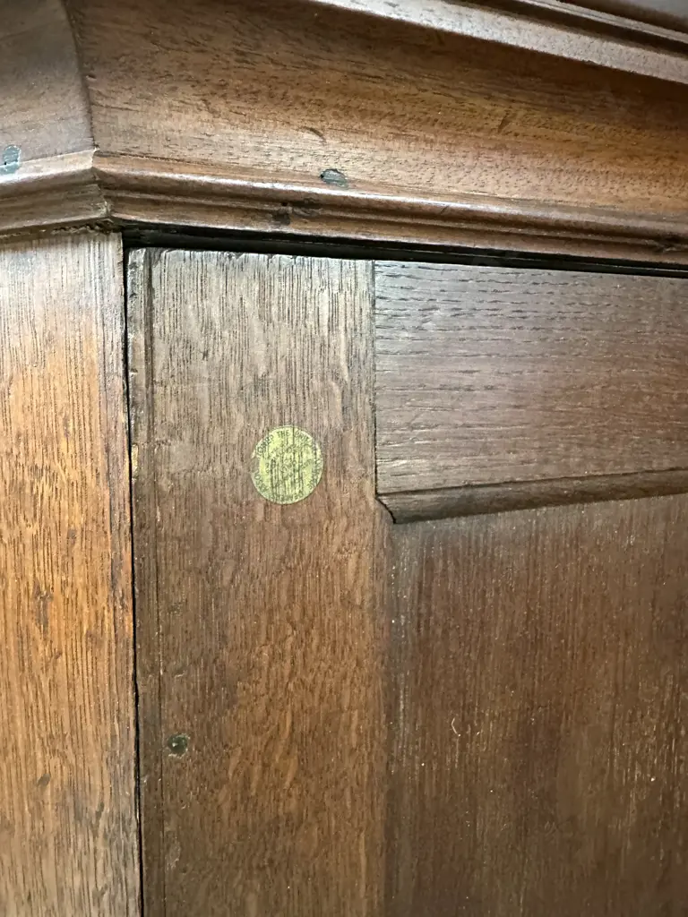 Antique Free Standing Oak Corner Cabinet Single Panel Door, Turned Legs With Key & BADA Label H170 W80 D53cm. Image 1++