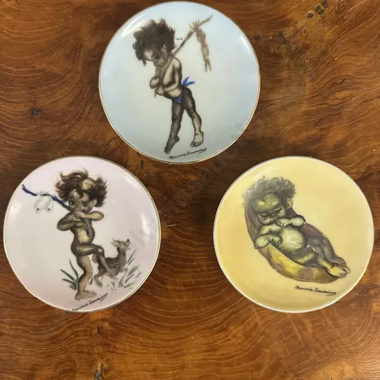 Vintage Set Of Three Aboriginal Brownie Downing Wall Plaques 