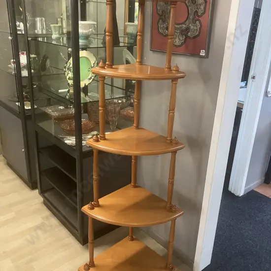 Rimu 5 Shelf Corner Wotnot. H173 W65 D45cm