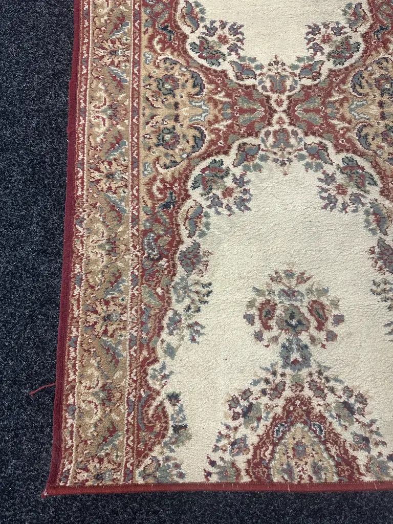Extra Long Vintage Floor Runner Cream/Pale Blue Tones 800x75cm. Image 1++