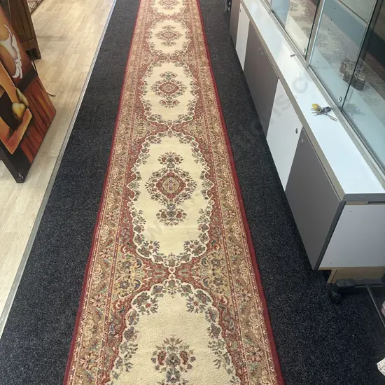 Extra Long Vintage Floor Runner Cream/Pale Blue Tones 800x75cm.
