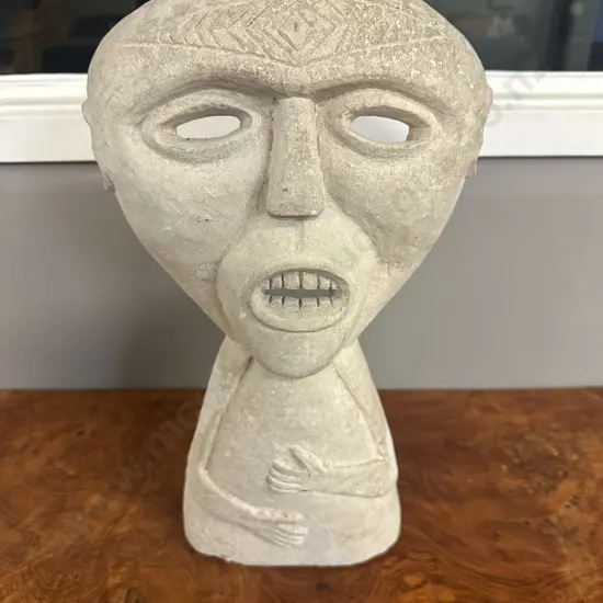 Cream Coloured Carved Stone Sculpture H36cm.