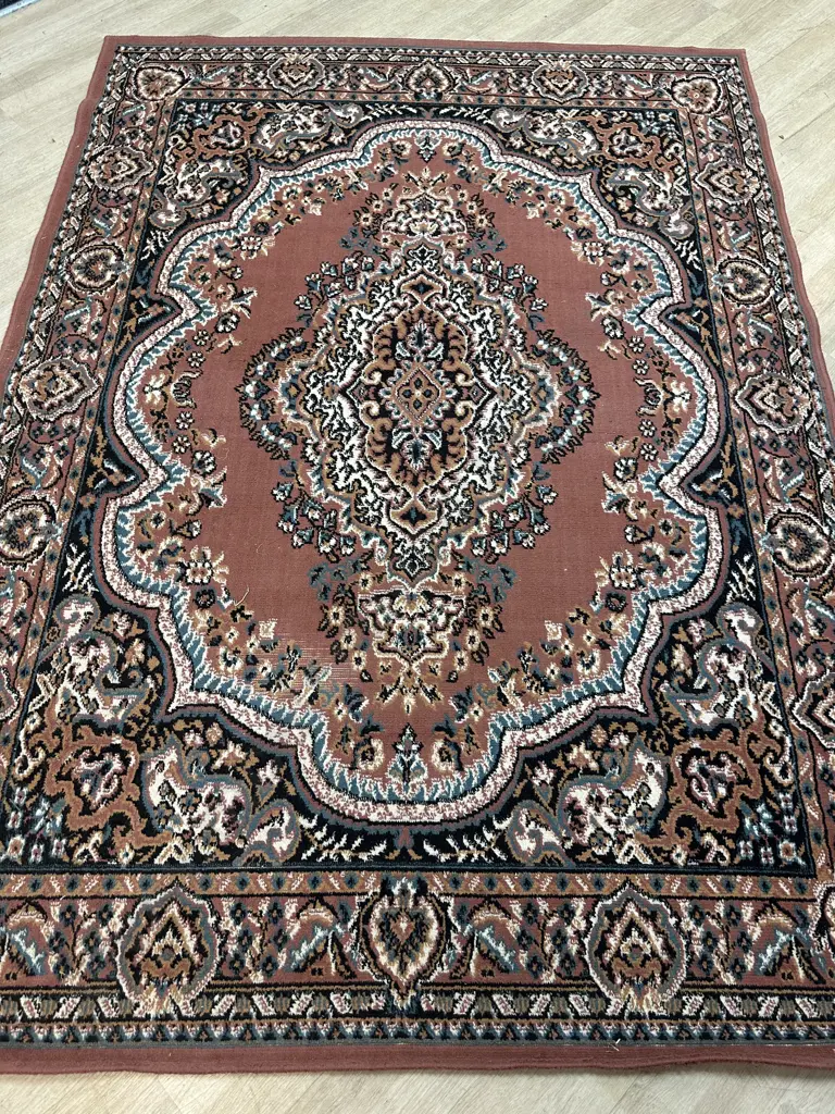 Vintage Floor Rug Pink/Grey/Pale Blue 215x160cm. Image 1++