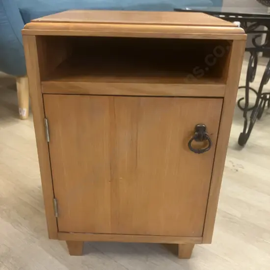 Small Rimu Single Door Bedside Cabinet. H46 D30.5cm