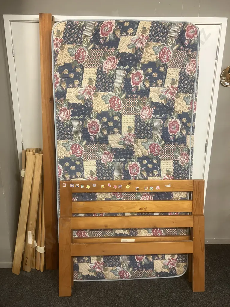 D'Zine King Single Wooden Bed With a Bed Barn Mattress Image 1++