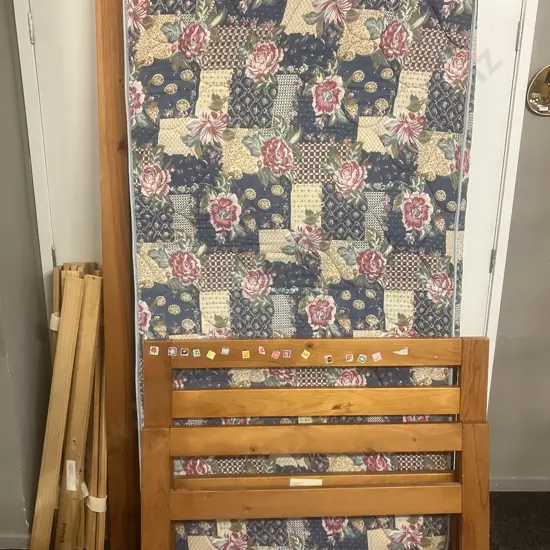 D'Zine King Single Wooden Bed With a Bed Barn Mattress