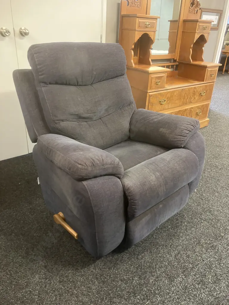 La-Z-Boy Recliner Chair In Dark Blue Fabric Image 1++