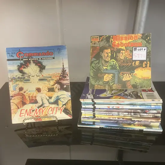 Vintage 1976 Action Man Mission Sabotage Mini Story Book, Commando Comics x 17, A Christmas Carol Classics Illustrated
