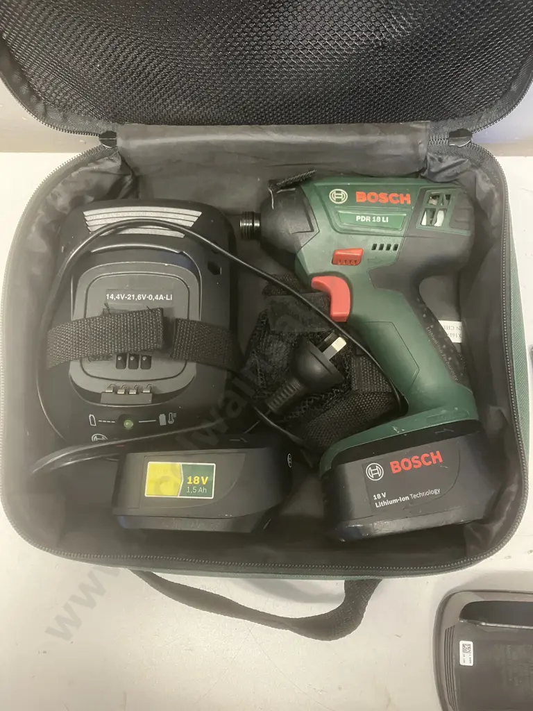 Bosch 18V - PDR18Ll Impact Driver, PKS18L 150mm Circular Saw, 2 x 1.3Ah & 1 x 1.5Ah Batteries With Charger & Soft Case Image 1++