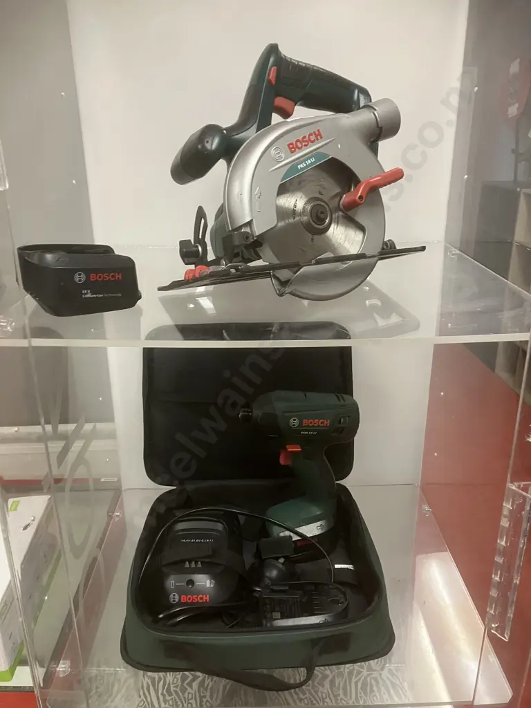 Bosch 18V - PDR18Ll Impact Driver, PKS18L 150mm Circular Saw, 2 x 1.3Ah & 1 x 1.5Ah Batteries With Charger & Soft Case Image 1++