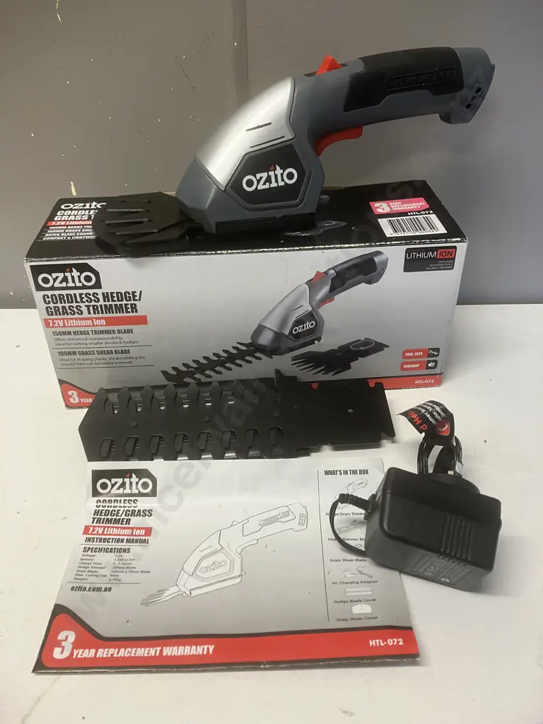 Ozito HTL-072 7.2V Lithium-Ion Small Cordless Hedge / Grass Trimmer With Manual Image 1++