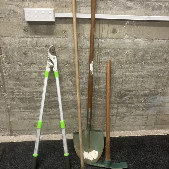 Cyclone Shovel & Garden Mattock, Atlas Home Adjusting Handle Loppers, Garden Rake