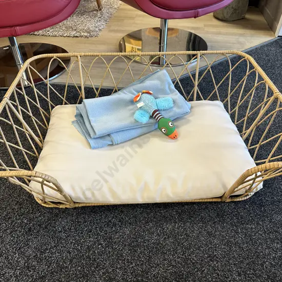 Cane Dogs Basket With Cushion/Blanket & Toy H27 W91 D65cm.