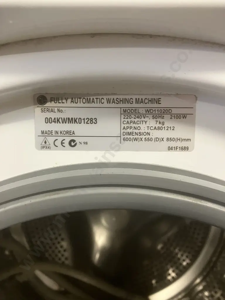 LG 7Kg Front Loader Washing Machine WD11020D. #004KWMK01283 Image 1++