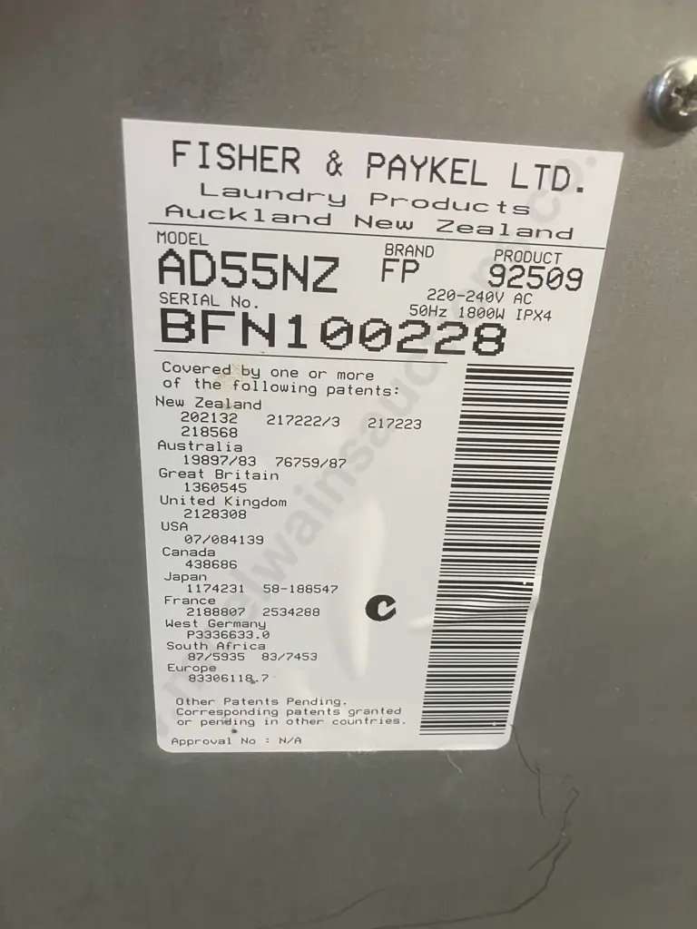 Fisher & Paykel AD55NZ Clothes Dryer #BFN100228 Image 1++