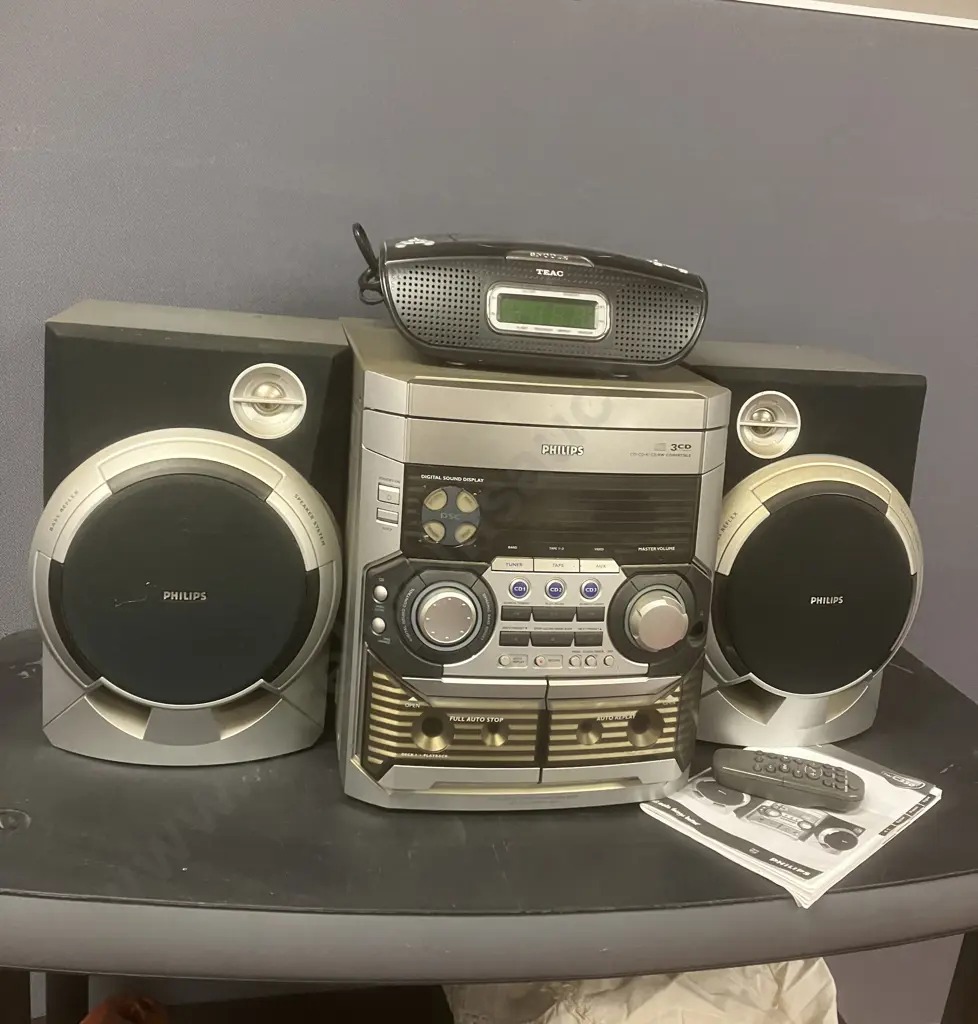 Phillips FW-C330 Stereo With Remote Control & Manual With Teac CRX-240 CD Alarm Clock Radio Image 1++