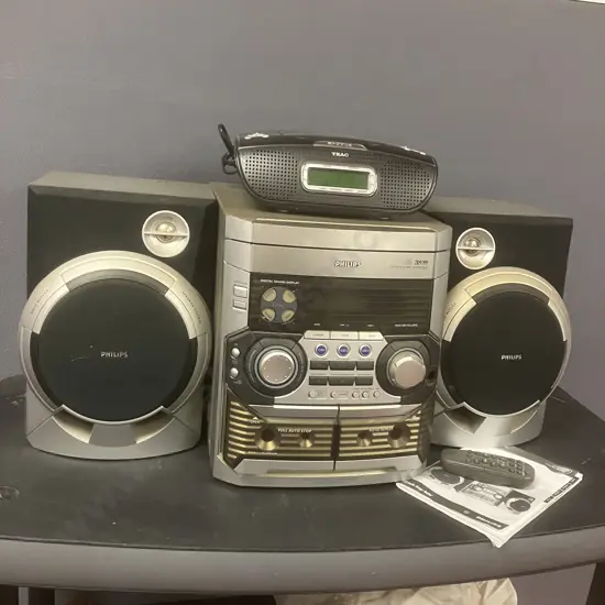 Phillips FW-C330 Stereo With Remote Control & Manual With Teac CRX-240 CD Alarm Clock Radio