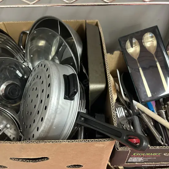Box Of Assorted Kitchen Utensils, Cutlery Etc & Box of Assorted Bakeware Items