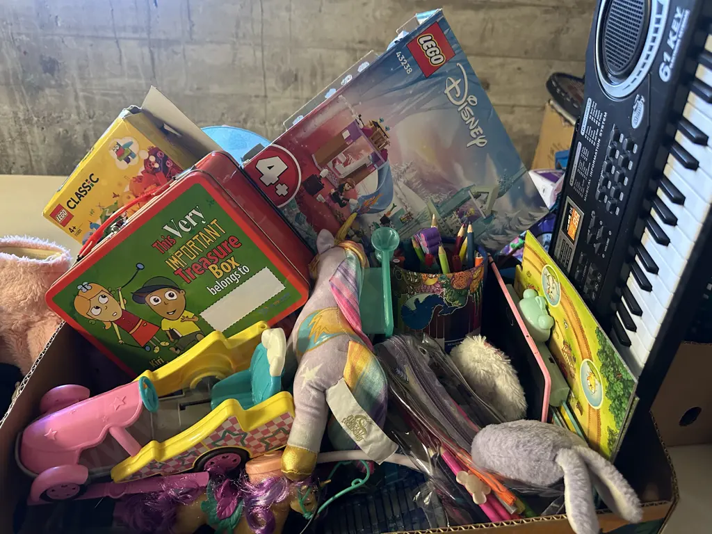 Box Lot Children Toys Including Lego, Barbie Car Etc Image 1++