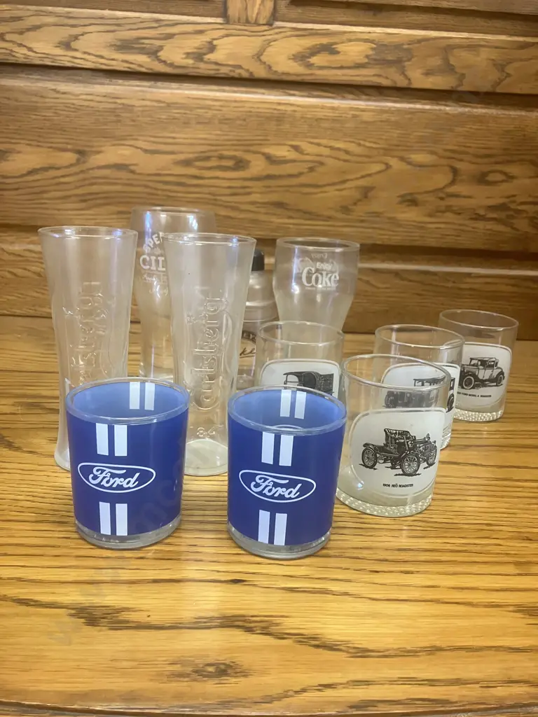 Pair of Carlsberg Tulip Wave Beer Glasses, Speights Cider, Coke, Ford Etc Image 1++
