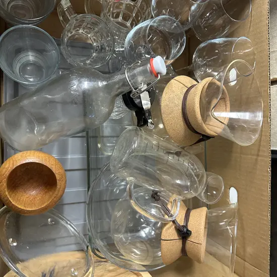 Selection Of Carafes, Glasses, Beer Handles Etc