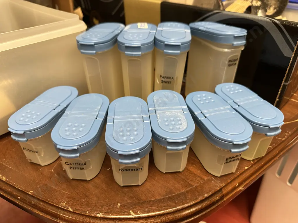 Tupperware Modular Mates Spice Shakers x 10, Blue Top -1846 & 1843 Image 1++