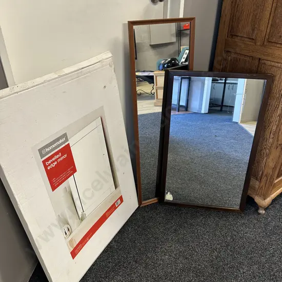 Selection Of Mirrors Including Homemaker Bevelled Edge 90x65cm & Wooden Framed Mirrors