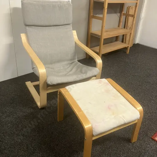 Mocka Armchair With a Wooden Footstool