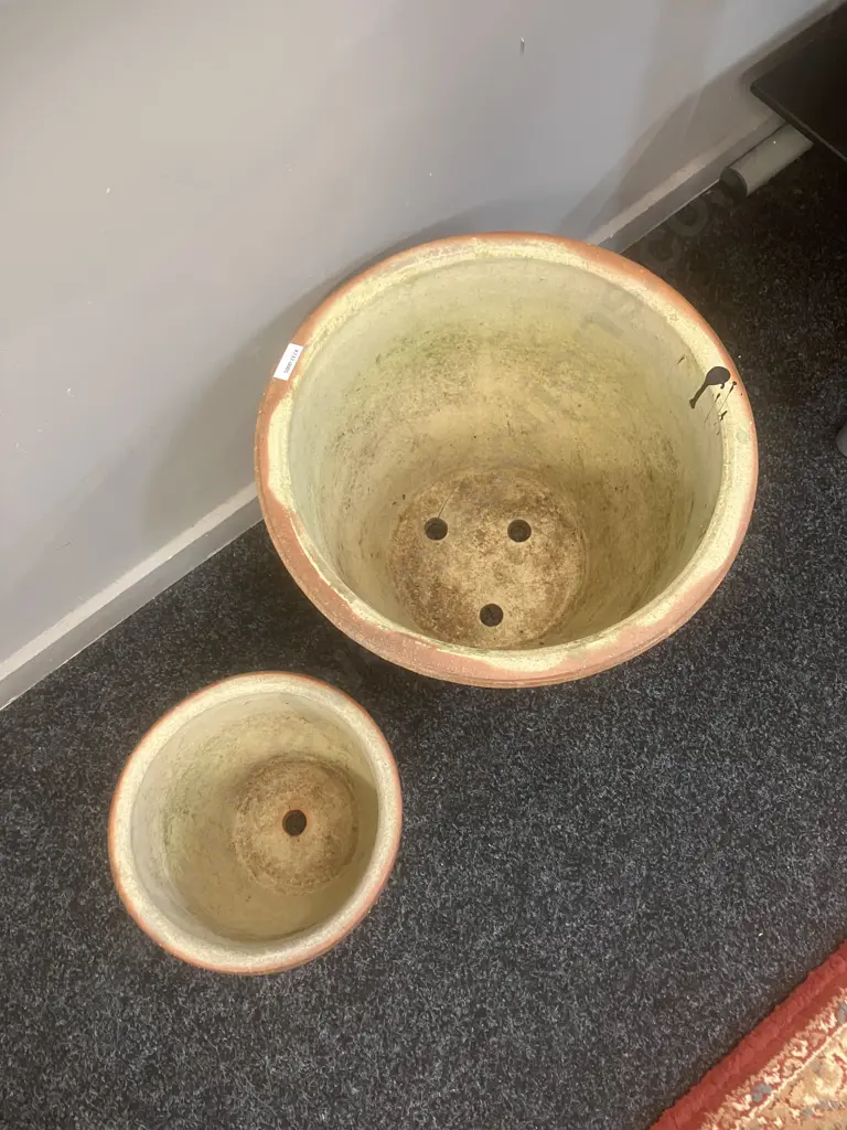 Brown Glazed Plant Pots 30 x 37cm & 19 x 22.5cm Image 1++