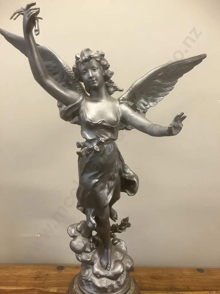 La Liberte by Henryk Kossowski (1855-1921) Signed Antique Bronze Sculpture Mounted On Wood Base With Brass Plate. H67cm Image 1++
