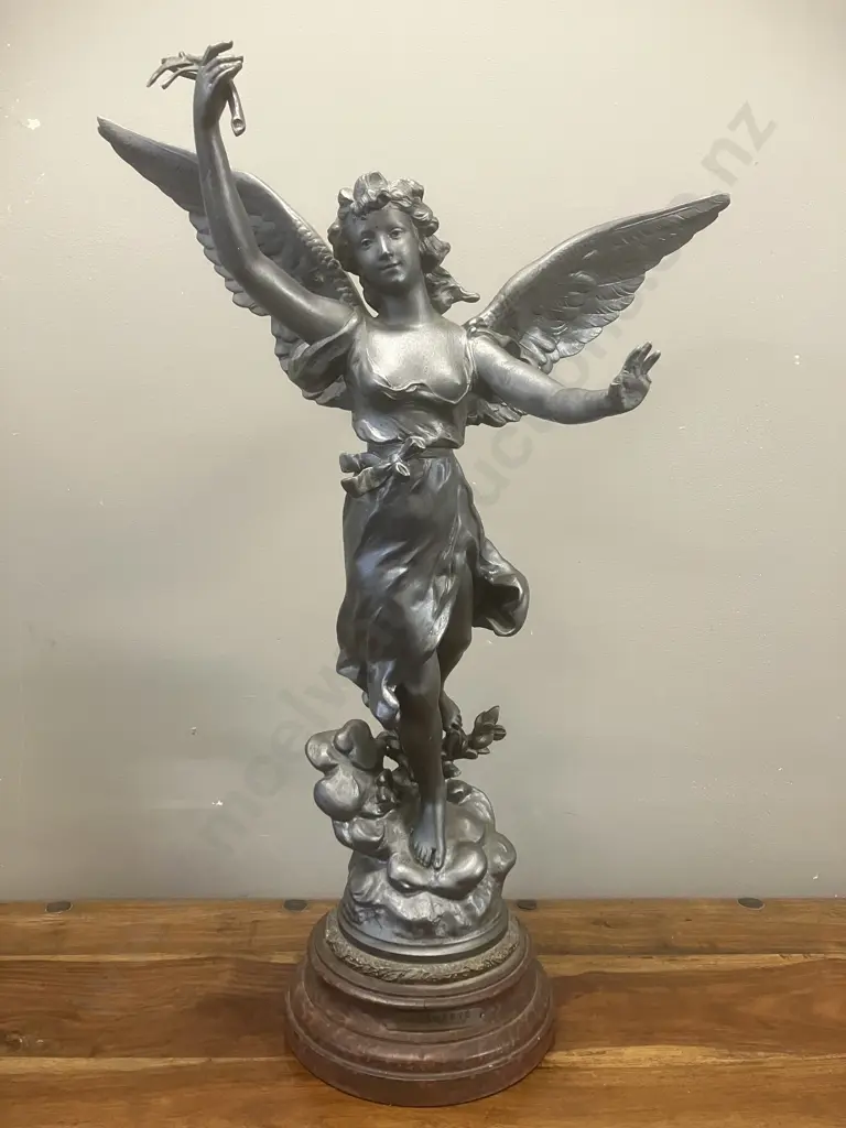 La Liberte by Henryk Kossowski (1855-1921) Signed Antique Bronze Sculpture Mounted On Wood Base With Brass Plate. H67cm Image 1++