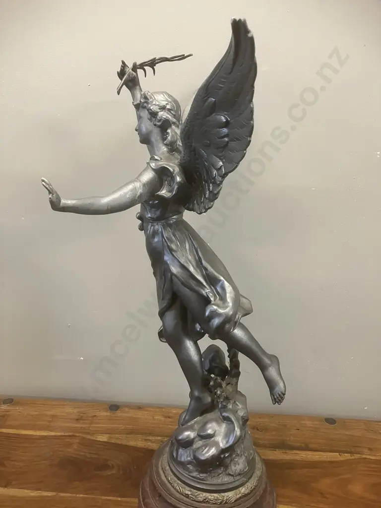 La Liberte by Henryk Kossowski (1855-1921) Signed Antique Bronze Sculpture Mounted On Wood Base With Brass Plate. H67cm Image 1++