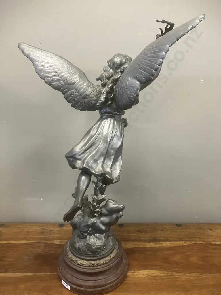 La Liberte by Henryk Kossowski (1855-1921) Signed Antique Bronze Sculpture Mounted On Wood Base With Brass Plate. H67cm Image 1++