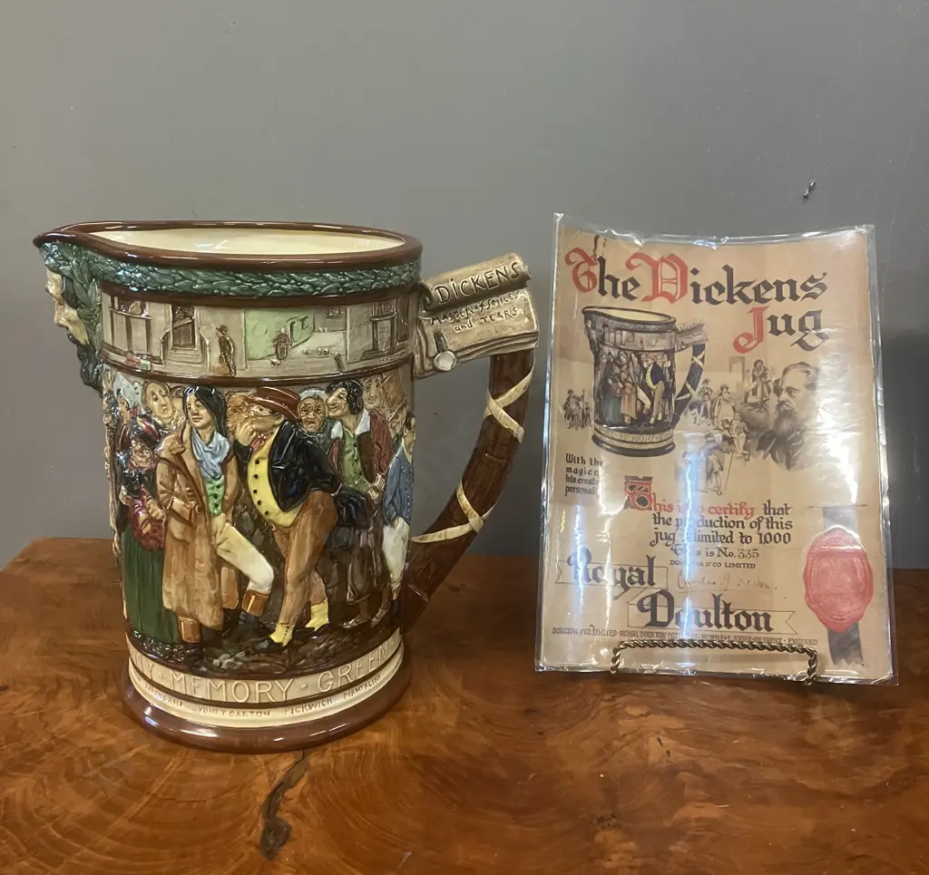 Stunning Rare Royal Doulton Loving Jug, The-Dickens-Jug "Master of Smiles and Tears" 1936. Limited # 335 of 1000. H27cm Image 1++