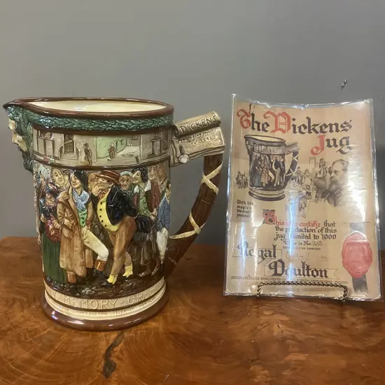 Stunning Rare Royal Doulton Loving Jug, The-Dickens-Jug "Master of Smiles and Tears" 1936. Limited # 335 of 1000. H27cm