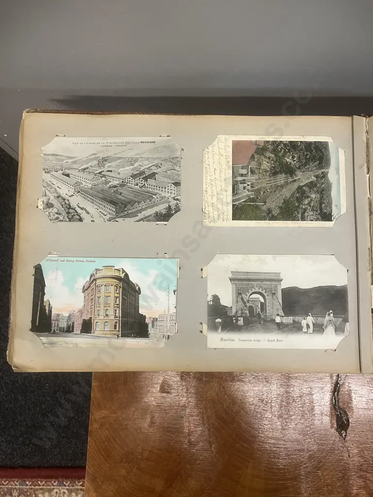 A Stunning Collection of 238 Early 1900's Postcards In A Black Lacquer Japanese Accordion Album Image 1++