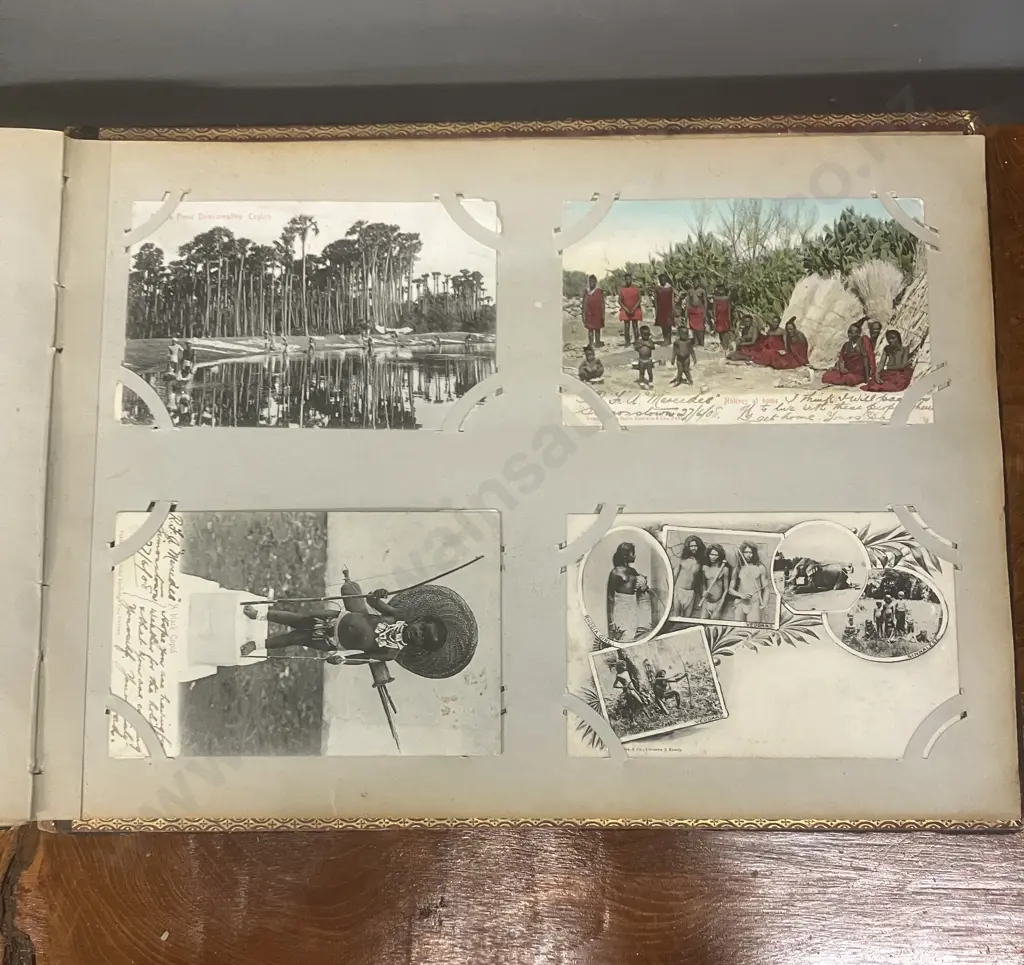 A Stunning Collection of 238 Early 1900's Postcards In A Black Lacquer Japanese Accordion Album Image 1++