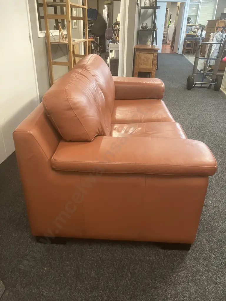 Danske Mobler Puccini Cotta Tan Leather 2 Seater Sofa. H85 W209 D95cm Image 1++