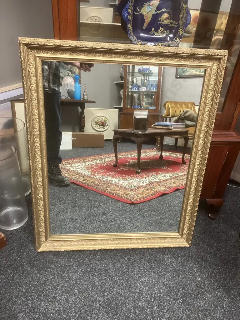 Ornate Gold Coloured Framed Wall Mirror. 87 x 73cm Image 1++