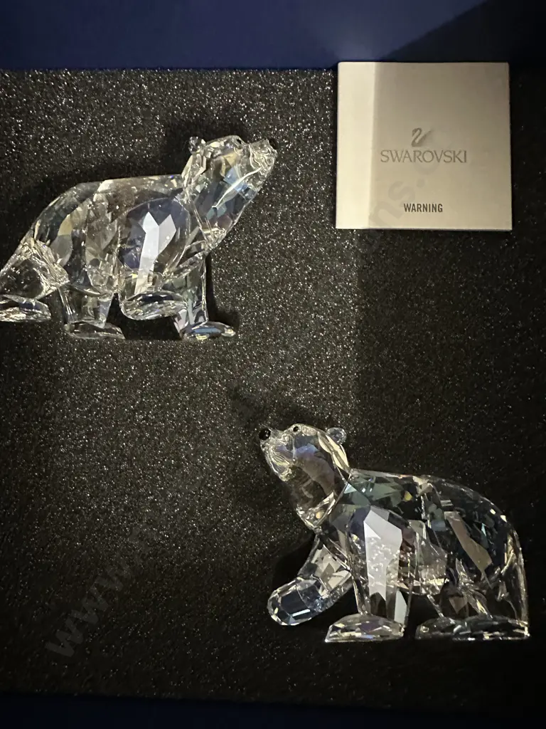 Swarovski 2011 Annual Edition Siku Polar Bear & Iceberg Plaque #1053154, Companion Polar Bear Cubs #1079156 (Boxes, COA) Image 1++