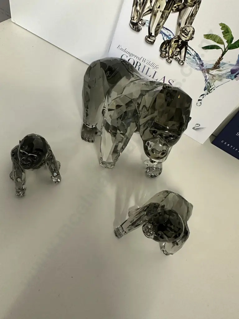Swarovski 2009 Annual Edition Gorillas Mother & Cub #952504 With Companion Gorilla Cub #955440, (Boxed With COA) Image 1++